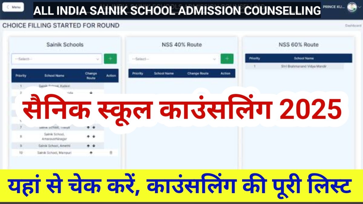 Sainik School Counseling List